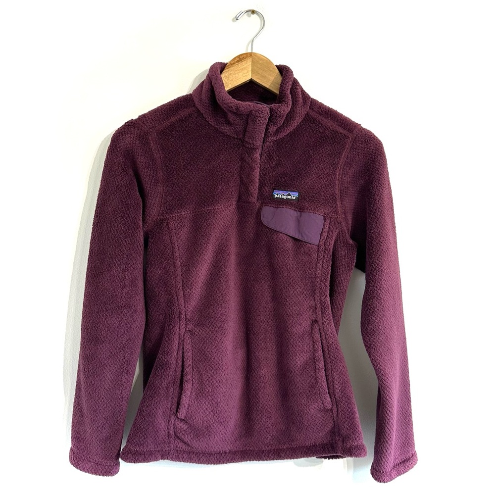 Patagonia Re-Tool Snap-T Fleece Pullover High neck pocket outdoor camping purple